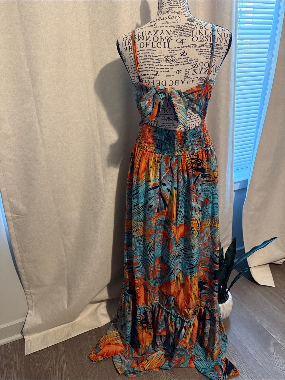 FashionNova Tropical Maxi Dress Sz S - Picture 6 of 13